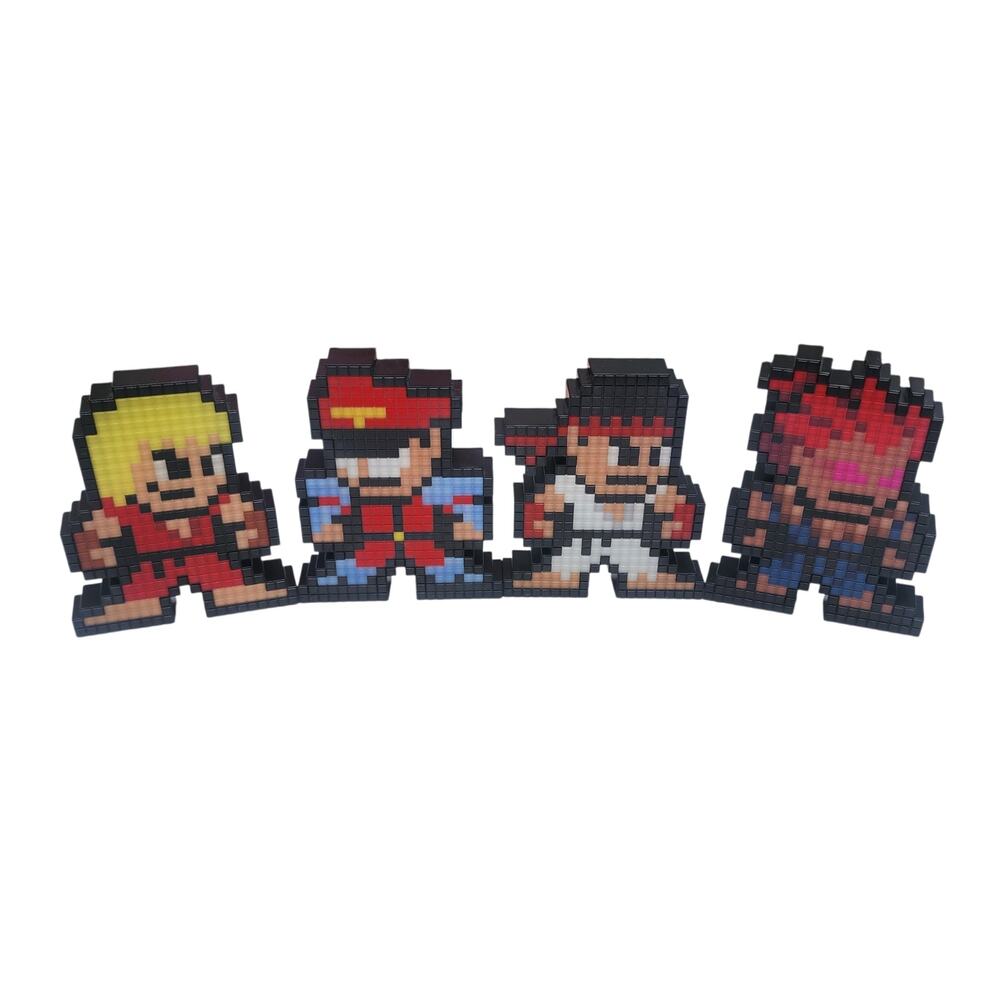 Street Fighter Pixel Pals Lot Ken Ryu Akuma M Bison Capcom Tested Working